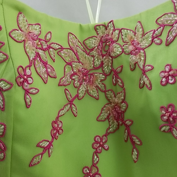 Panoply Prom / Pageant / Evening Gown Lime/Pink 10 - Picture 7 of 12